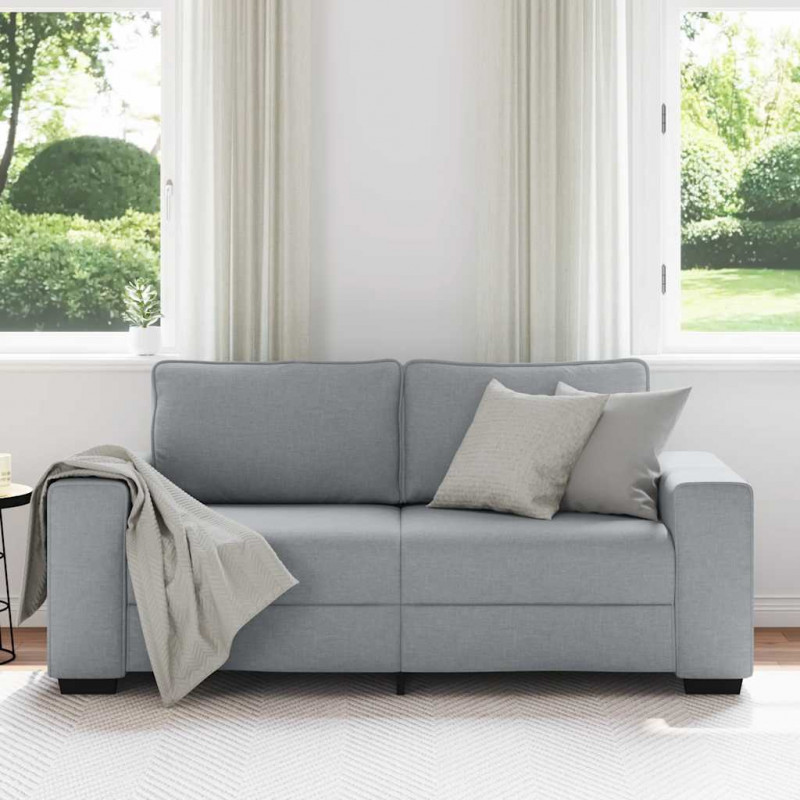 Sofa 2-osobowa, jasnoszara, 180x77x82 cm, tapicerowana tkaniną