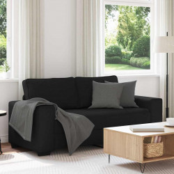 Sofa 2-osobowa, czarna, 180x77x82 cm, tapicerowana tkaniną