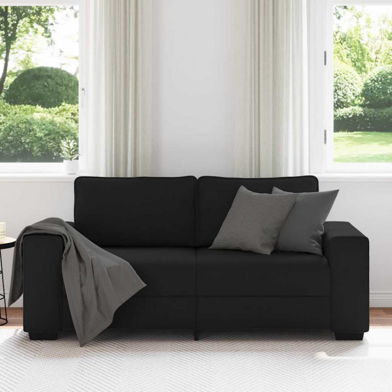 Sofa 2-osobowa, czarna, 180x77x82 cm, tapicerowana tkaniną