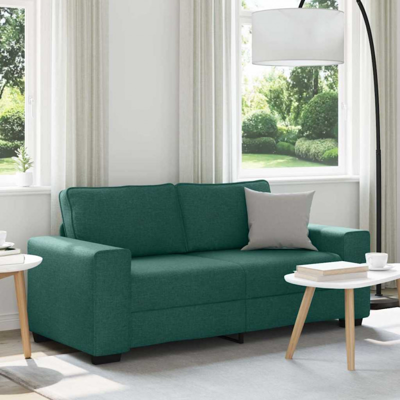 Sofa 2-osobowa, ciemnozielona, 180x77x82 cm, tkaniną