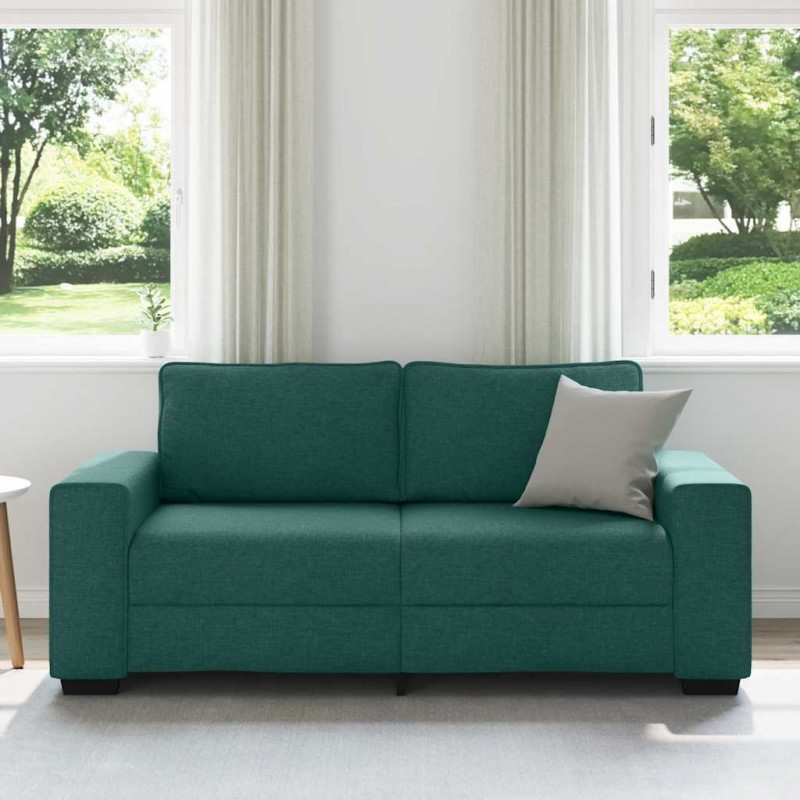 Sofa 2-osobowa, ciemnozielona, 180x77x82 cm, tkaniną