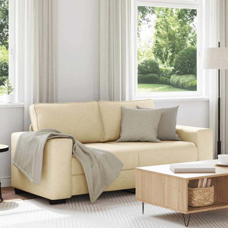 Sofa 2-osobowa, kremowa, 180x77x82 cm, tkaniną