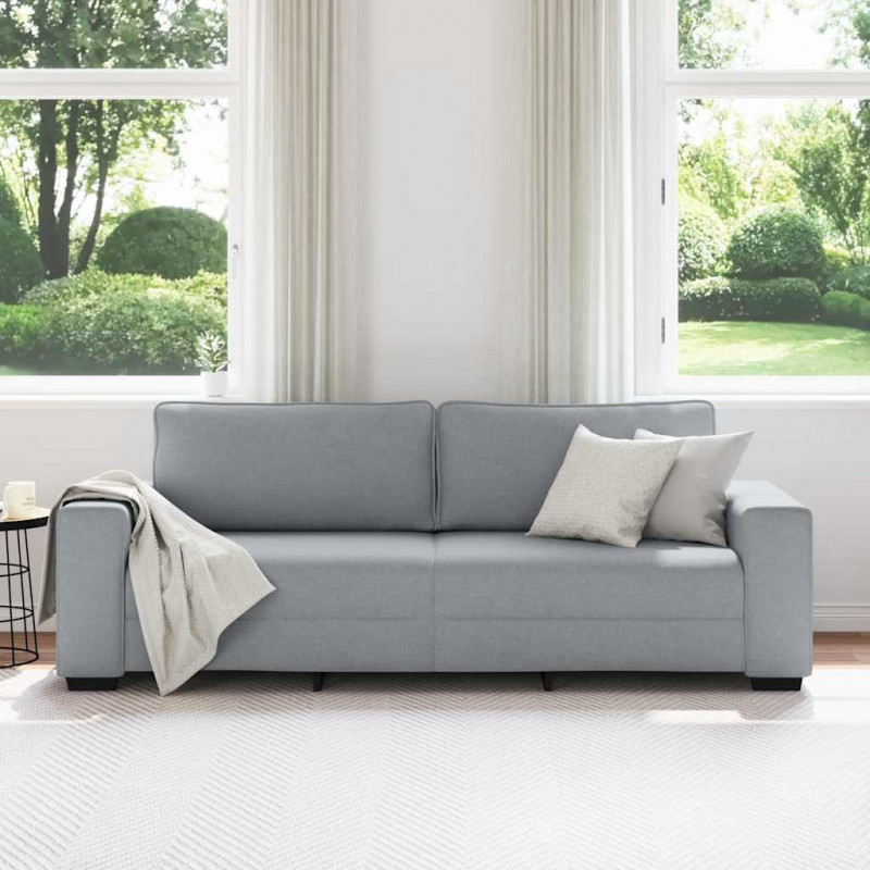 Sofa 3-osobowa, jasnoszara, 220x77x82 cm, tapicerowana tkaniną