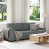 Sofa 3-osobowa, ciemnoszara, 220x77x82 cm, tapicerowana tkaniną
