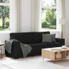 Sofa 3-osobowa, czarna, 220x77x82 cm, tapicerowana tkaniną