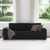 Sofa 3-osobowa, czarna, 220x77x82 cm, tapicerowana tkaniną