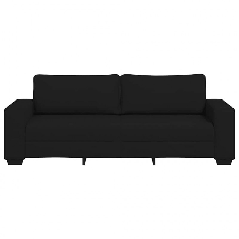 Sofa 3-osobowa, czarna, 220x77x82 cm, tapicerowana tkaniną