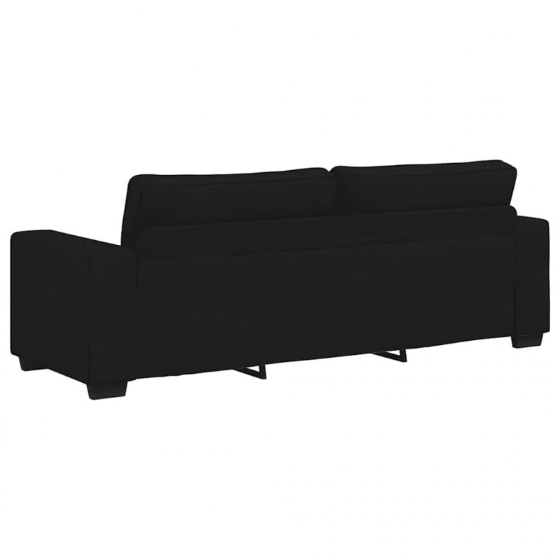 Sofa 3-osobowa, czarna, 220x77x82 cm, tapicerowana tkaniną