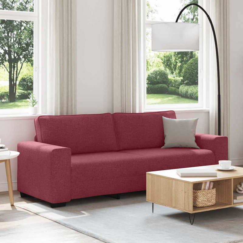 Sofa 3-osobowa, winna czerwień, 220x77x82 cm, tkaniną