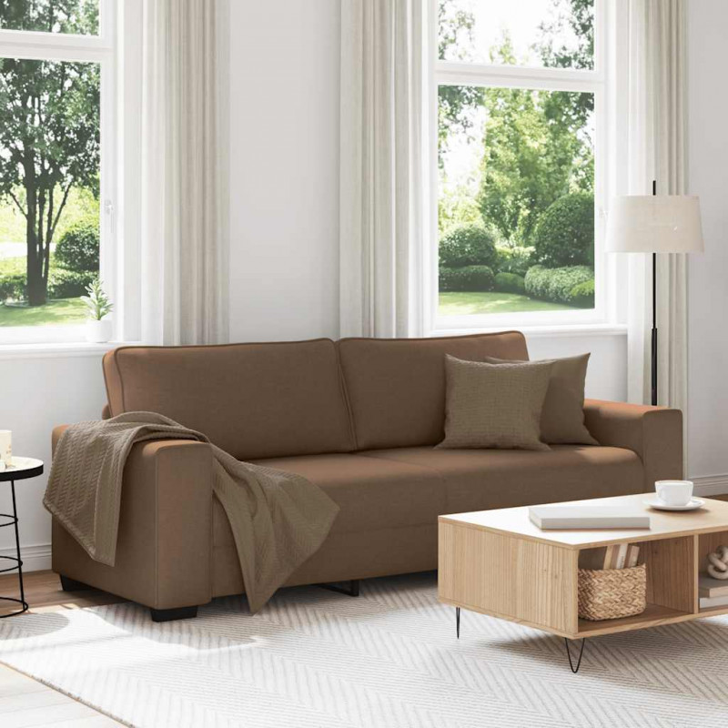 Sofa 3-osobowa, brązowa, 220x77x82 cm, tkaniną
