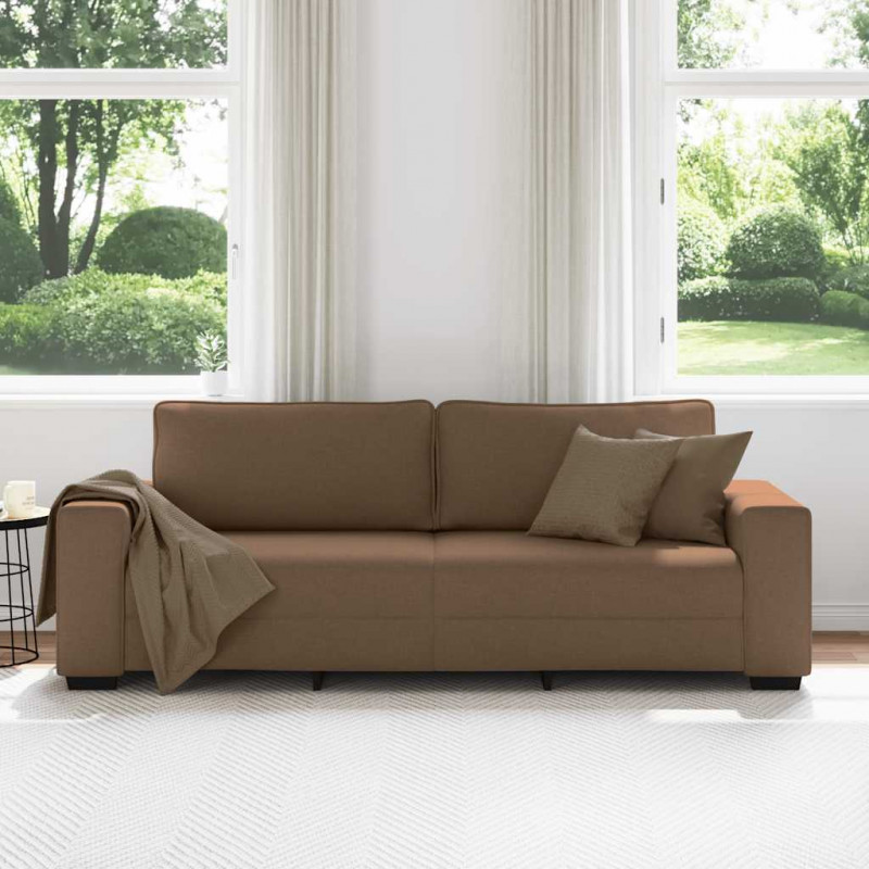 Sofa 3-osobowa, brązowa, 220x77x82 cm, tkaniną