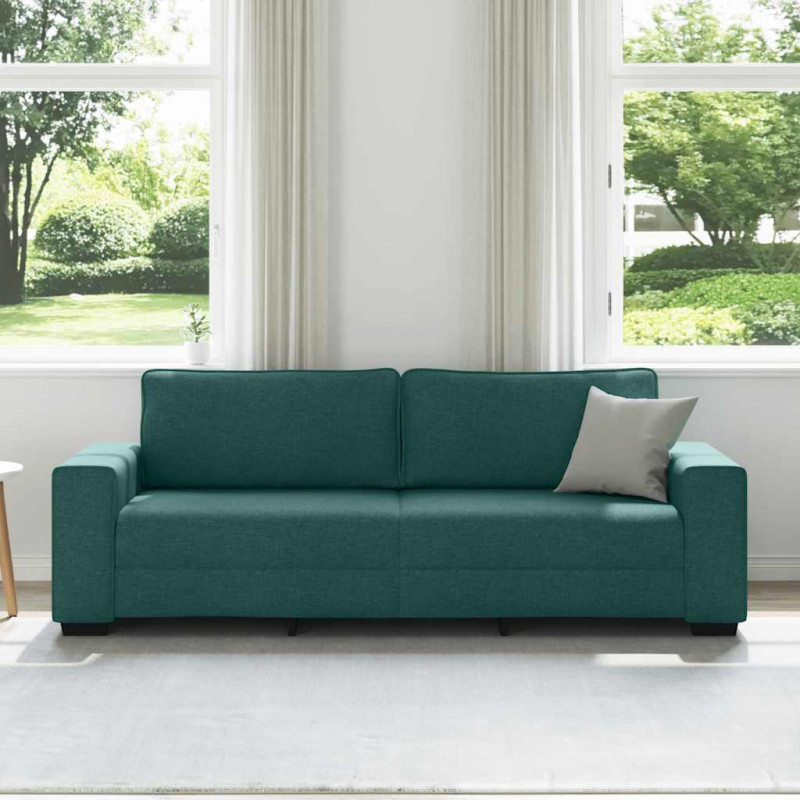 Sofa 3-osobowa, ciemnozielona, 220x77x82 cm, tkaniną