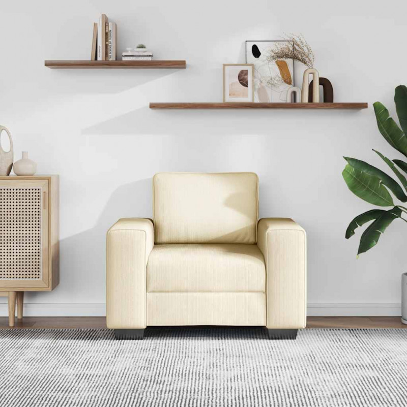 Sofa Fotel Kremowy 100x77x82 cm Tkanina Kordowa