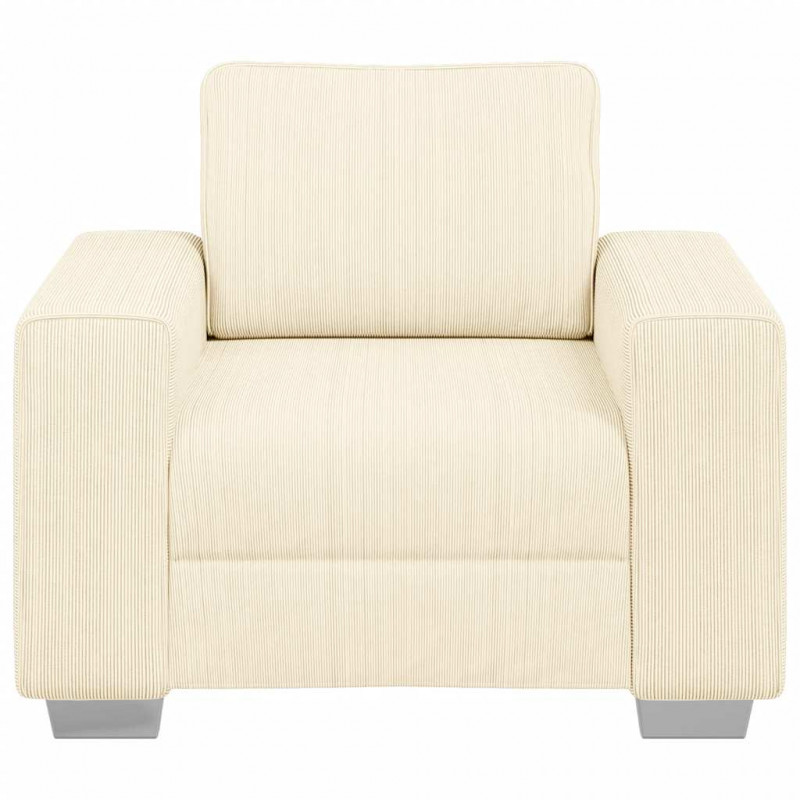 Sofa Fotel Kremowy 100x77x82 cm Tkanina Kordowa