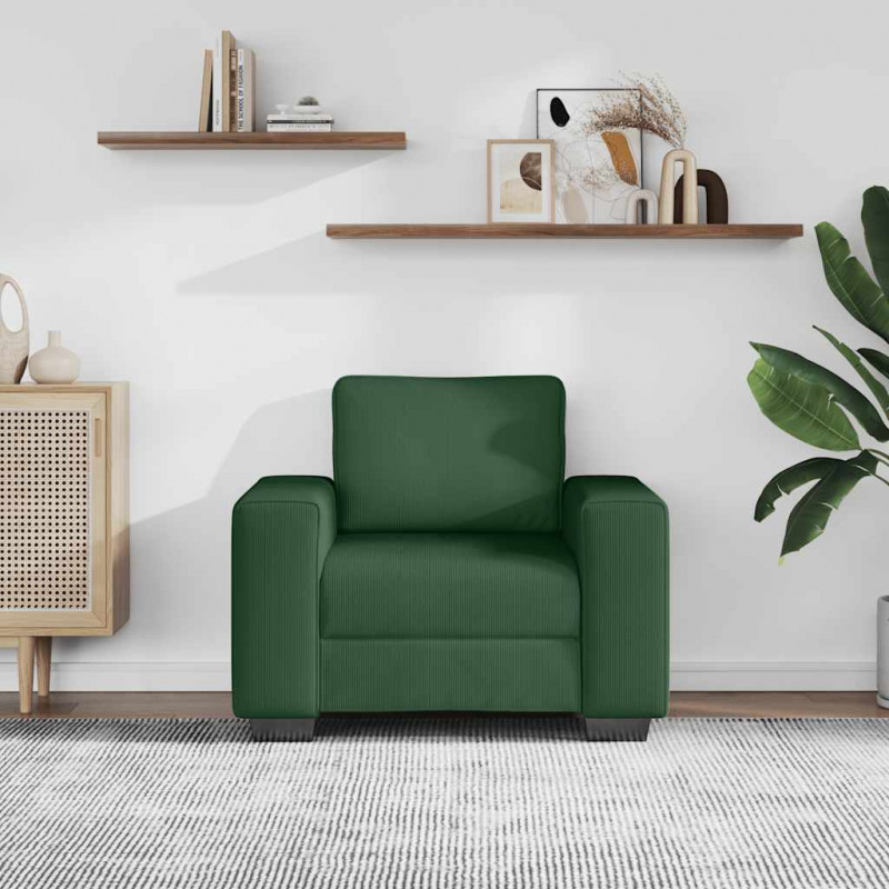 Sofa Fotel ciemnozielona 100x77x82 cm Tkanina Corduroy