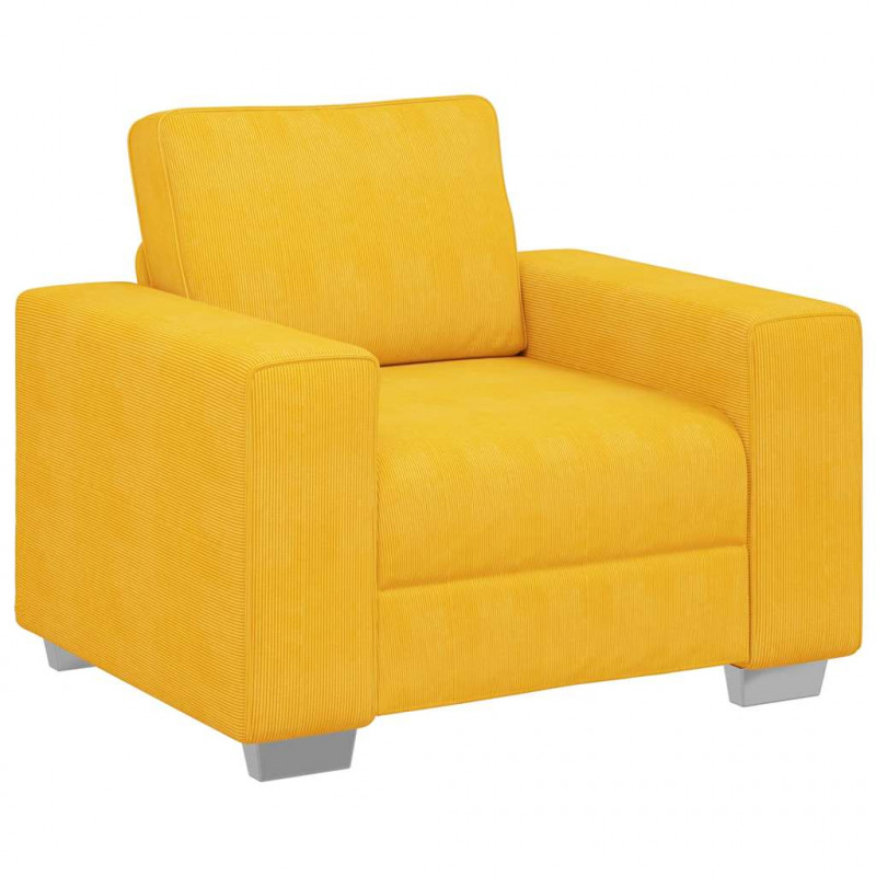 Sofa Fotel Jasnożółty 100x77x82 cm Tkanina Corduroy