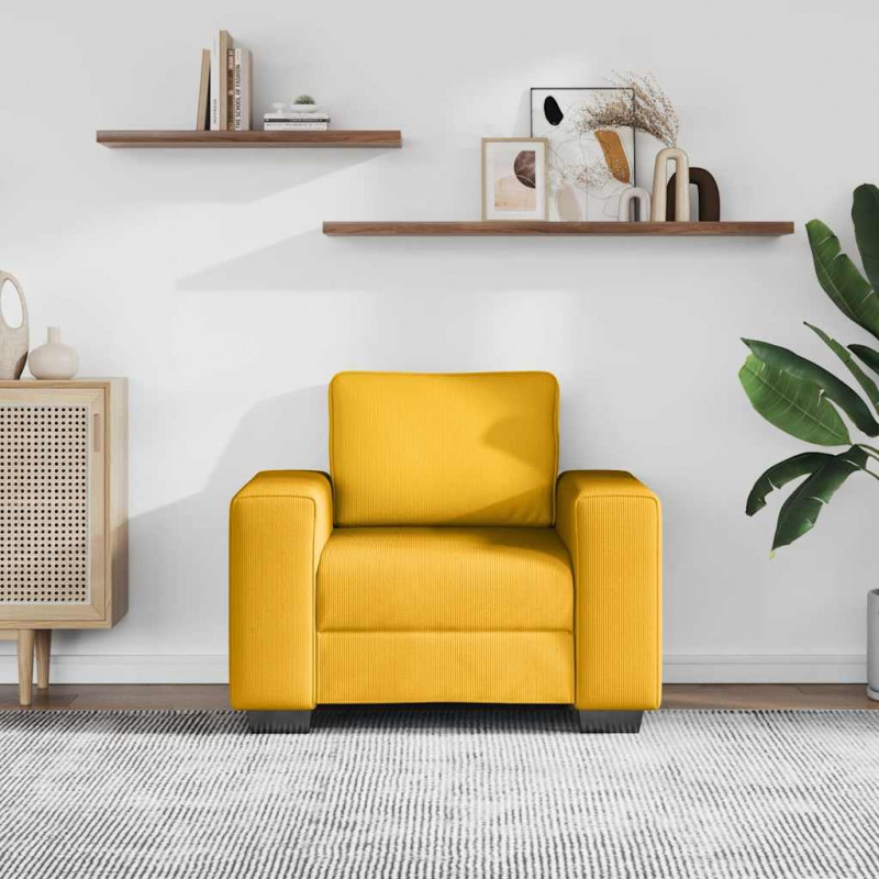 Sofa Fotel Jasnożółty 100x77x82 cm Tkanina Corduroy