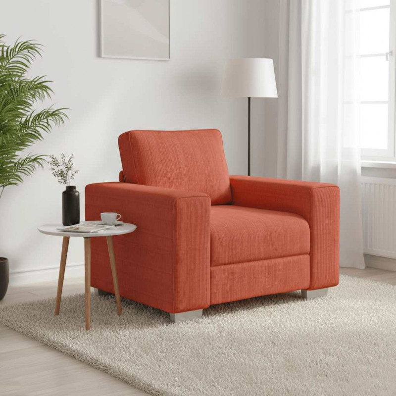Sofa Fotel Czerwony Pomarańczowy 100x77x82 cm Tkanina Kordowa