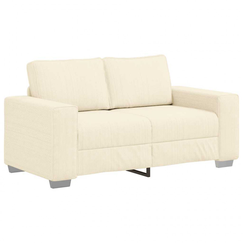 Sofa dwuosobowa kremowa 160x77x82 cm Tkanina sztruksowa