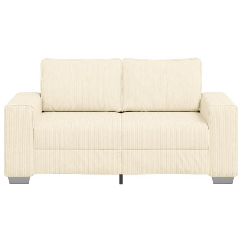Sofa dwuosobowa kremowa 160x77x82 cm Tkanina sztruksowa