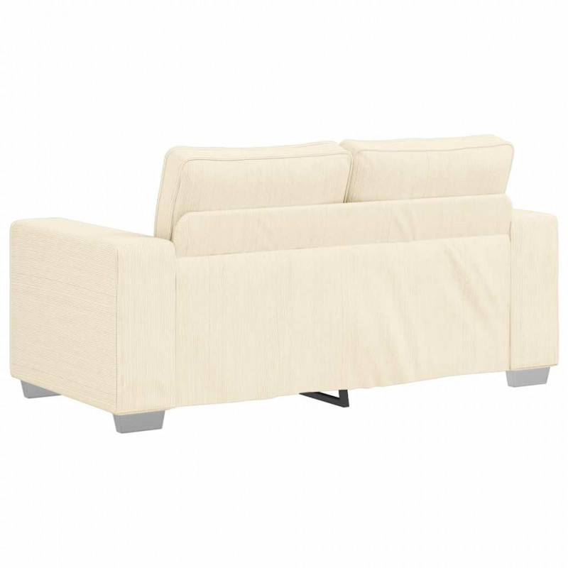 Sofa dwuosobowa kremowa 160x77x82 cm Tkanina sztruksowa