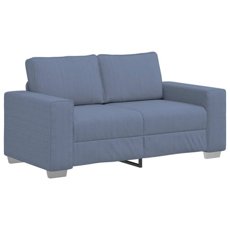 Sofa dwuosobowa niebieska 160x77x82 cm tkanina sztruksowa