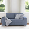 Sofa dwuosobowa niebieska 160x77x82 cm tkanina sztruksowa