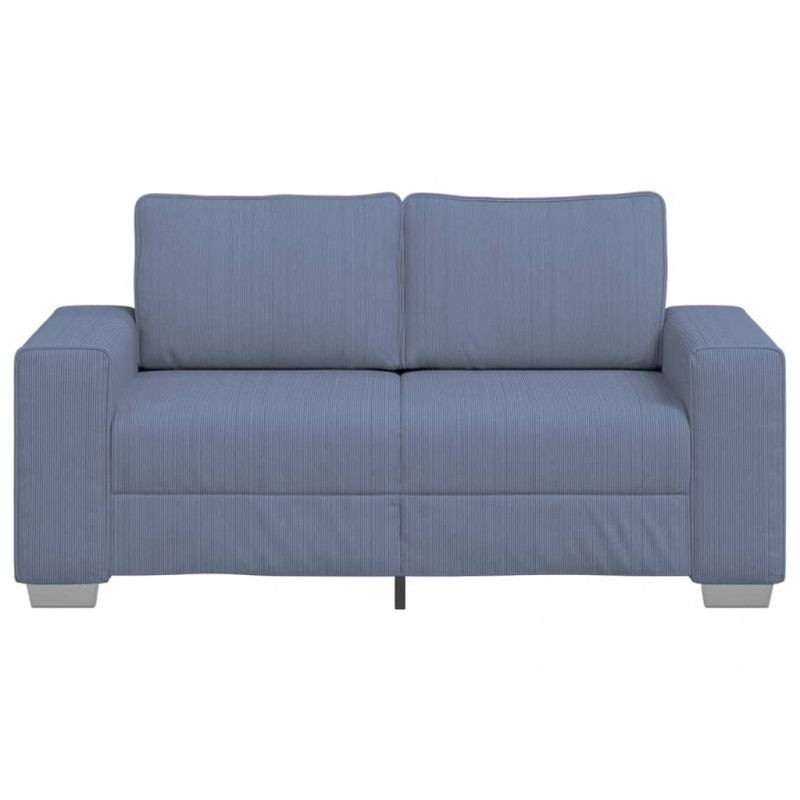 Sofa dwuosobowa niebieska 160x77x82 cm tkanina sztruksowa