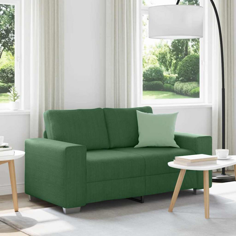 Sofa dwuosobowa ciemnozielona 160x77x82 cm Tkanina sztruksowa