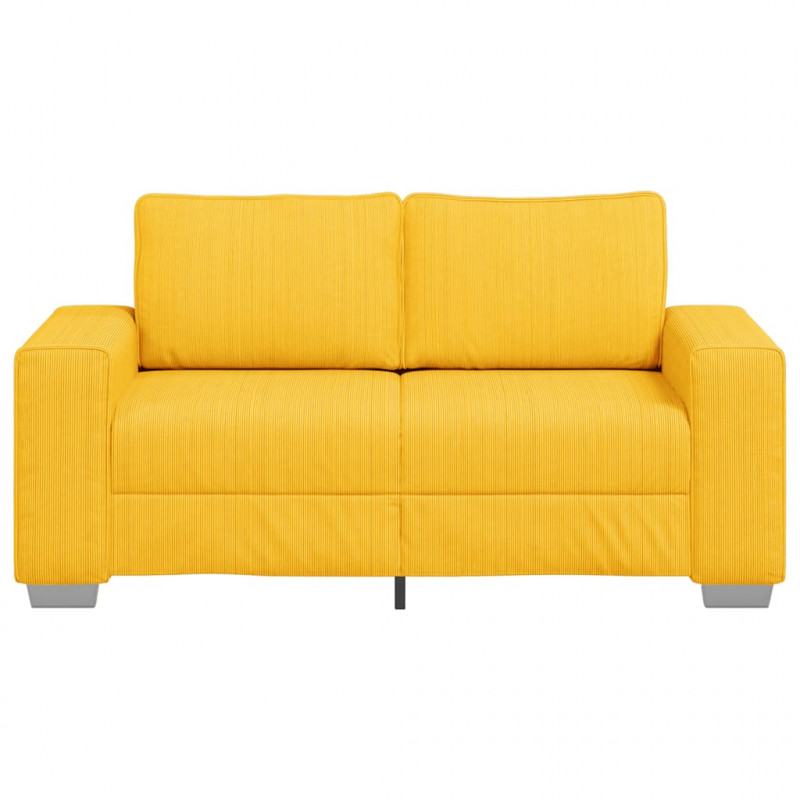 Sofa dwuosobowa jasnożółta 160x77x82 cm Tkanina sztruksowa