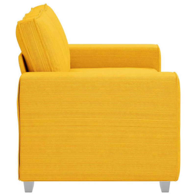 Sofa dwuosobowa jasnożółta 160x77x82 cm Tkanina sztruksowa