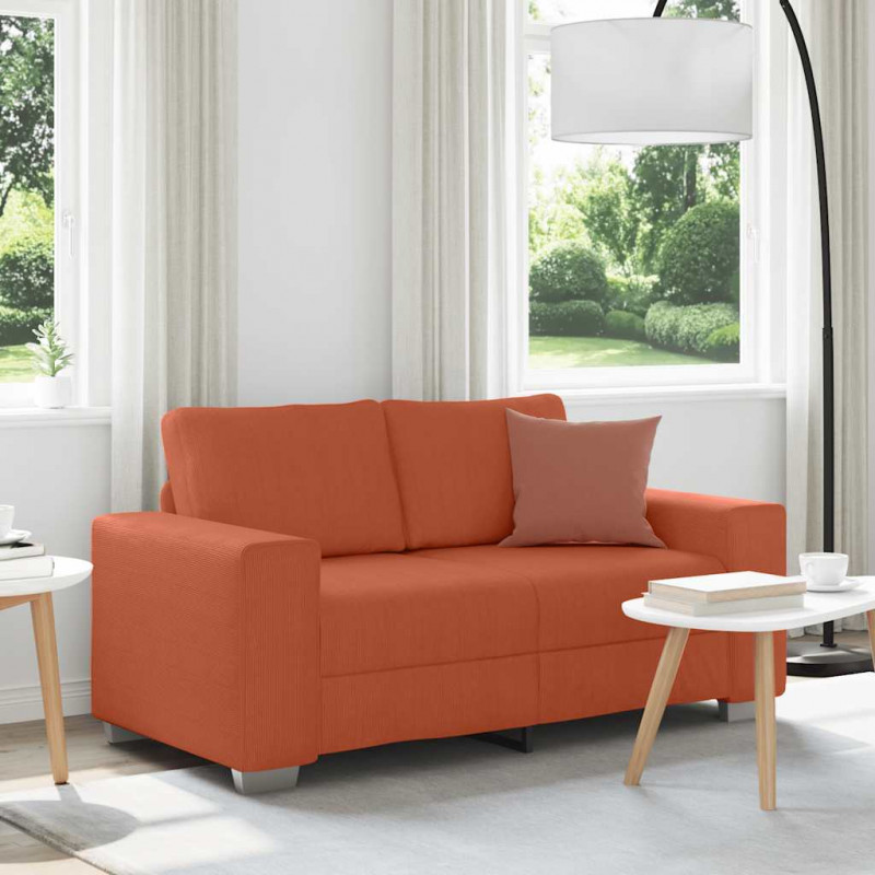 Sofa dwuosobowa czerwono-pomarańczowa 160x77x82 cm Tkanina sztruksowa
