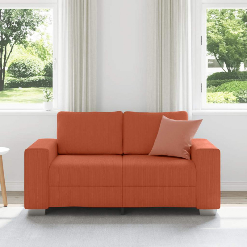 Sofa dwuosobowa czerwono-pomarańczowa 160x77x82 cm Tkanina sztruksowa
