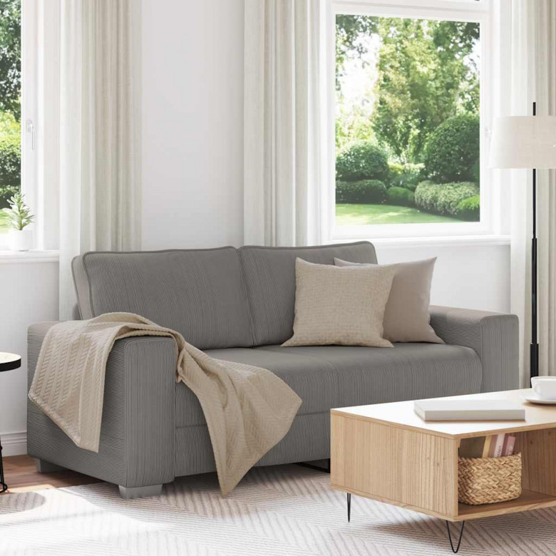 Sofa dwuosobowa, jasnoszara, 180x77x82 cm, tkanina sztruksowa