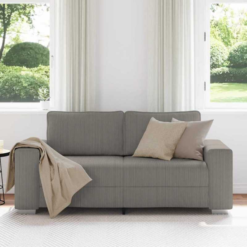 Sofa dwuosobowa, jasnoszara, 180x77x82 cm, tkanina sztruksowa