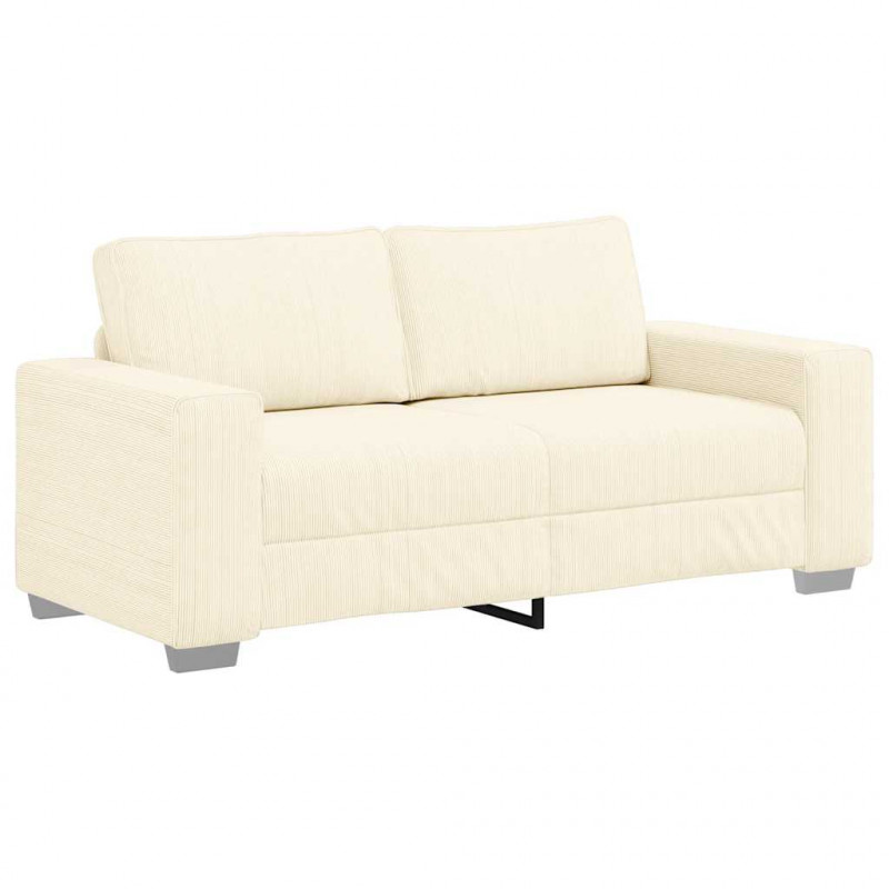 Sofa dwuosobowa, kremowa, 180x77x82 cm, tkanina sztruksowa