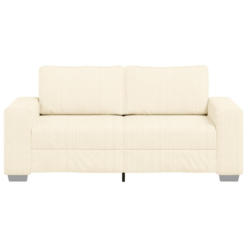 Sofa dwuosobowa, kremowa, 180x77x82 cm, tkanina sztruksowa