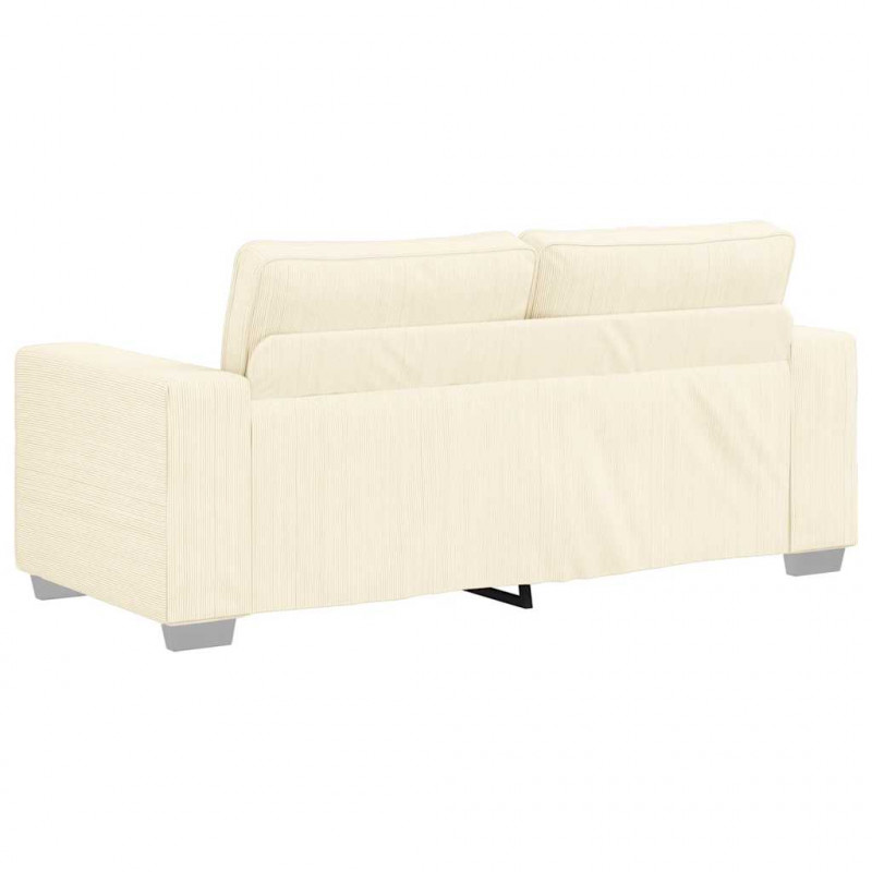 Sofa dwuosobowa, kremowa, 180x77x82 cm, tkanina sztruksowa