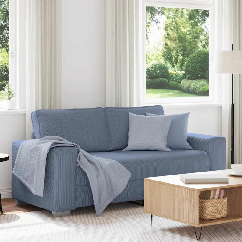 Sofa dwuosobowa, niebieska, 180x77x82 cm, tkanina sztruksowa