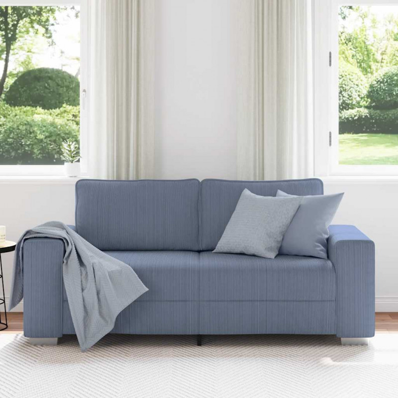 Sofa dwuosobowa, niebieska, 180x77x82 cm, tkanina sztruksowa
