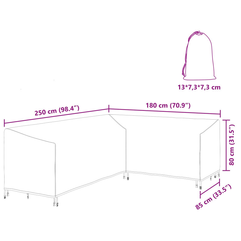 Pokrowiec na meble Czarny 250 x 180 x 80 cm Tkanina Oxford 420D