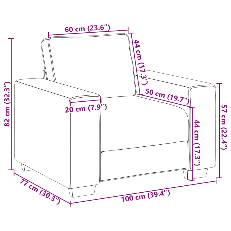 Sofa Ciemnoszary 100 x 80 x 82 cm tkanina