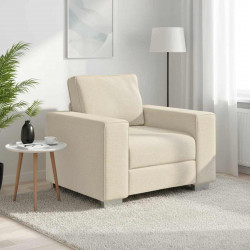 Sofa Beżowy 100 x 80 x 82 cm Tkanina lniana