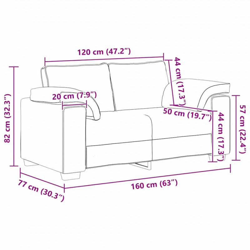 Sofa Czarny 160 x 80 x 82 cm tkanina