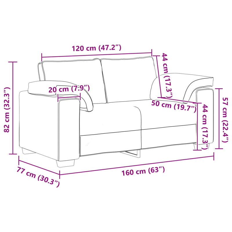 Sofa Ciemnoszary 160 x 80 x 82 cm tkanina