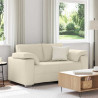 Sofa Beżowy 160 x 80 x 82 cm Tkanina lniana