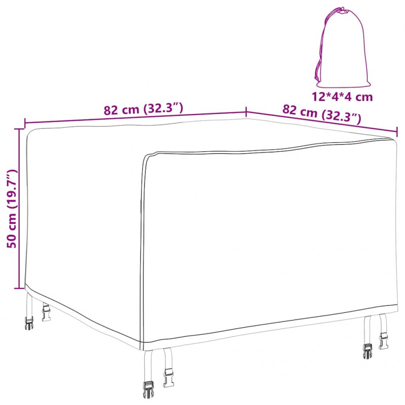 Pokrowiec na meble Gładki Czarny 82 x 82 x 50 cm tkanina