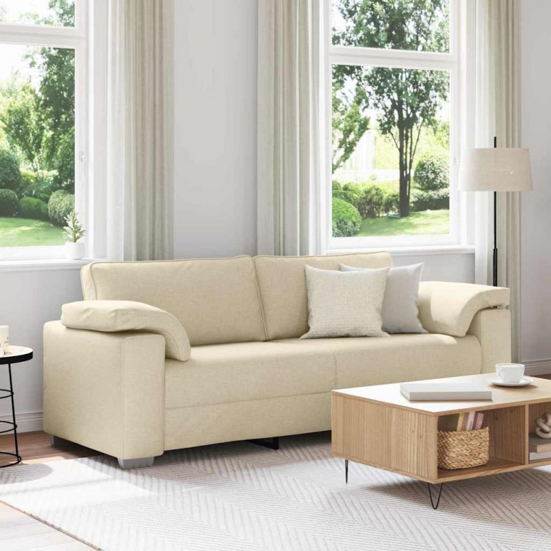 Sofa Kremowy 220 x 80 x 82 cm tkanina