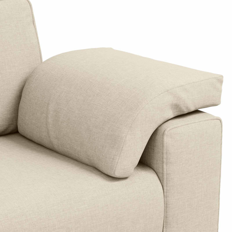 Sofa Beżowy 220 x 80 x 82 cm Tkanina lniana