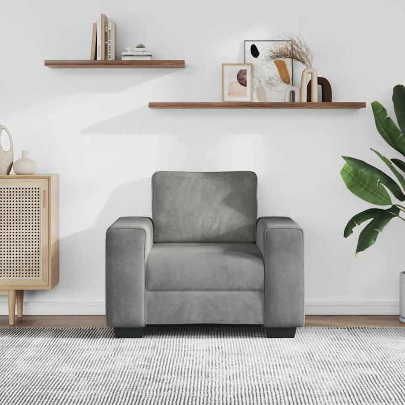 Sofa Fotel Jasnoszary 100x77x82 cm Aksamit